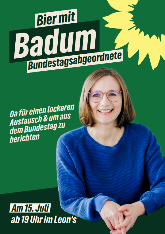 „Bier mit Badum“: Bundestagsabgeordnete Lisa Badum zu Besuch in Bayreuth